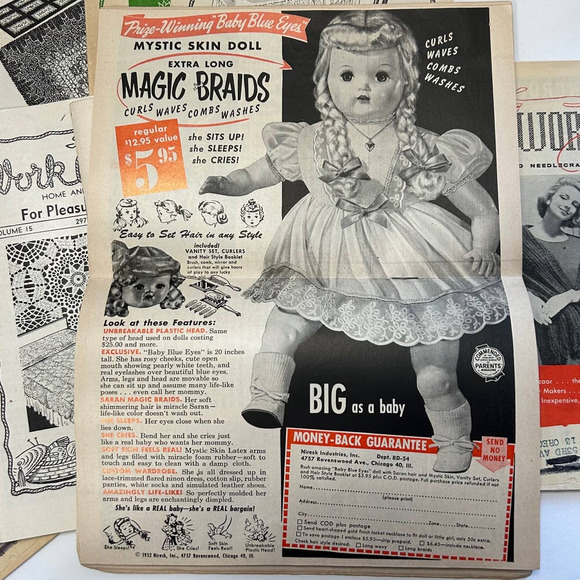 Vintage Needlecraft Ephemera "Work Basket" Booklets With Advertising Lot of 11 - Picture 11 of 12